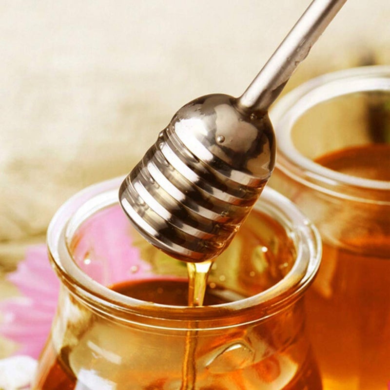 SONGZIMING Stainless Steel Honey Dipper Stick 6.3 Inch Honey Wand Server for Honey Pot Dispense Drizzle Honey, Wedding Party Favors, Baby Shower (Black) - Image 3